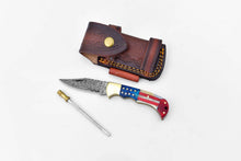Load image into Gallery viewer, Damascus steel pocket knife Limited Run Titan Patriot TF-055