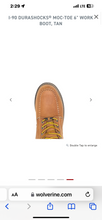 Load image into Gallery viewer, Wolverine Mens  I-90 Durashocks Soft Toe 6 Inch Work Boot Tan