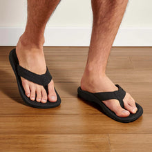 Load image into Gallery viewer, Olukai Mens Ohana Leather Waterproof Flip Flop Sandal  Black