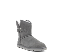 Load image into Gallery viewer, Superlamb Womens Argali Buckle Charcoal Short Sheepskin Boots